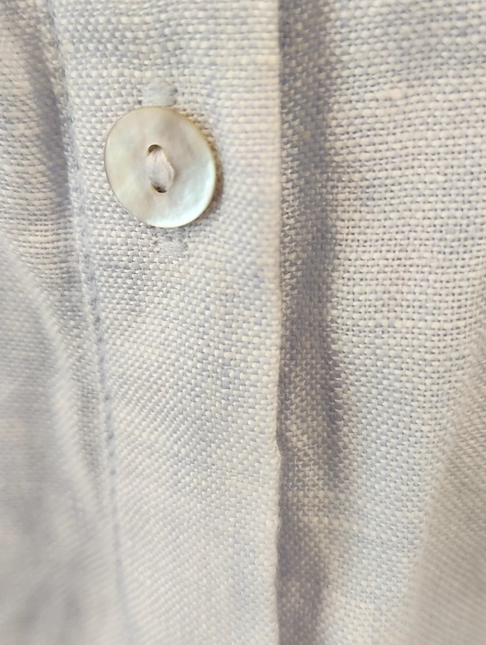 Tahari Pale Blue Linen Button-Front Shirt - Picture 3 of 6